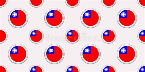 Taiwan Flag Seamless Pattern Taiwanese Round Vector Stickers Rounded