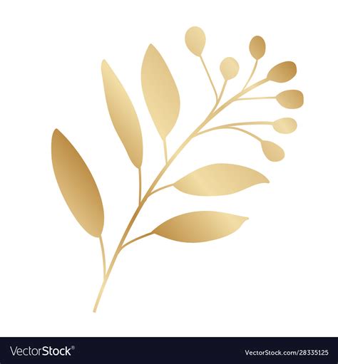 Isolated Gold Leaf Plant Design Royalty Free Vector Image