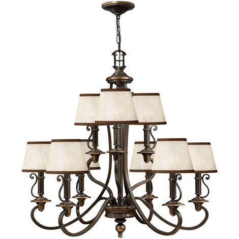 Elstead Plymouth 9 Light Multi Arm Chandelier Olde Bronze Finish E14