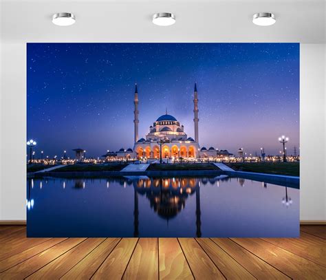 Amazon BELECO 10x6 5ft Fabric Sharjah Mosque Backdrop Night