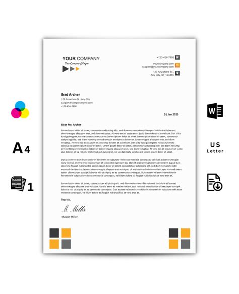 Letterhead Template Word Orange Grey