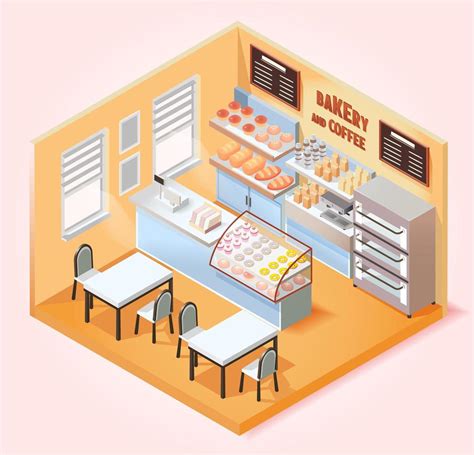 Isometric Coffee And Bakery Shop 1395579 Vector Art At Vecteezy