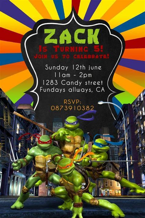 Awesome Teenage Mutant Ninja Turtles Birthday Invitation Templates