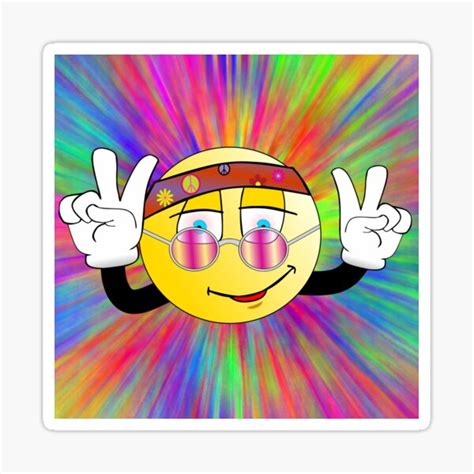 Retro Hippie Emoji Sticker For Sale By Yippityyap Redbubble