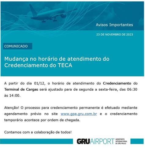 Cad N Ref Comunicado Gru Airport Mudan A No Hor Rio De