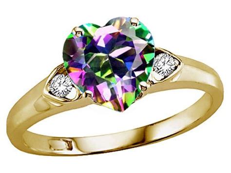 Tommaso Design Heart Shape 8mm Mystic Rainbow Topaz Ring 301257