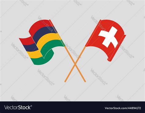 Crossed And Waving Flags Of Mauritius Royalty Free Vector