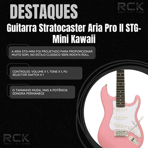 Guitarra Stratocaster Aria Pro Ii Stg Mini Kawaii Rck Audio