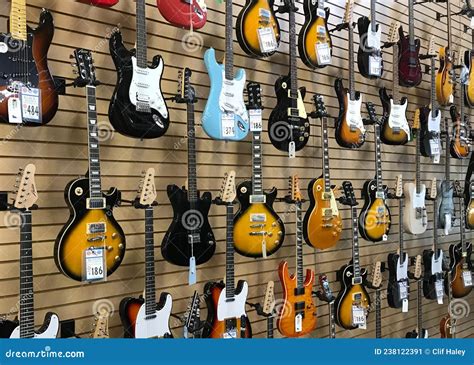 Electric Guitars For Sale In Pawn Shop Editorial Photo Image Of