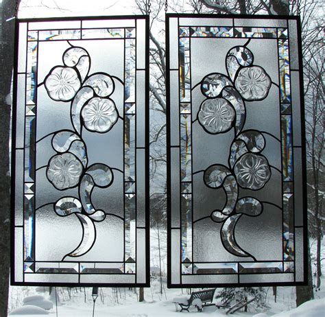 Elegant 2 Panel Set Sidelight Stained Glass Pansies Etsy Stained Glass Glass Mosiac Art