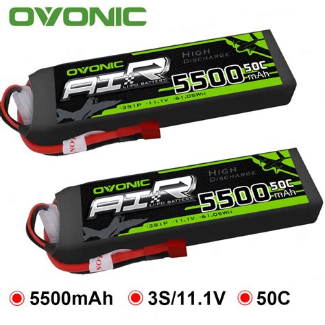 2X Ovonic LiPo Battery 5500mAh 11 1V LiPo 3S 50C 100C Battery Pack T