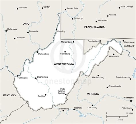 Vector Map of West Virginia political | One Stop Map