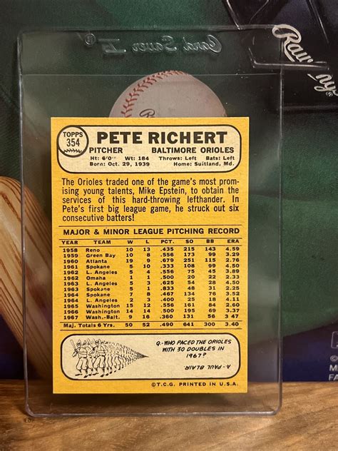 1968 Topps Set Break 354 Pete Richert NMMT Sharp Orioles Pitcher EBay