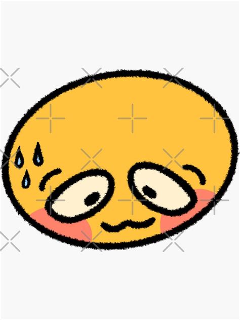 Blushing Cursed Emoji Sticker For Sale By Shred Lettuce Redbubble