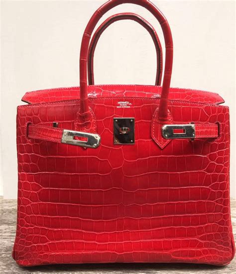 Hermes Birkin 30 Braise Porosus Lisse Shiny Palladium Hardware K