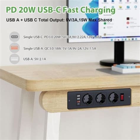 Prise Encastrable Plan De Travail USB C PD20W Multiprise Encastrable