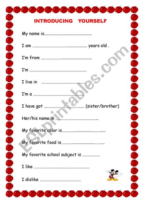 INTRODUCING YOURSELF ESL Worksheet By Tkrsncu