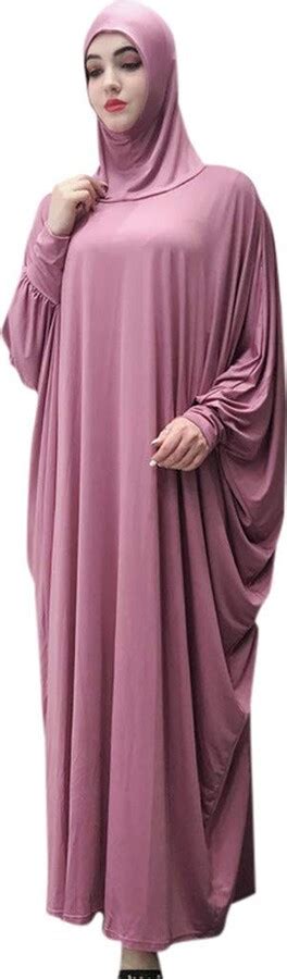 Spwqpnf Women Solid Muslim One Piece Prayer Dress Ramadan Abaya Dress