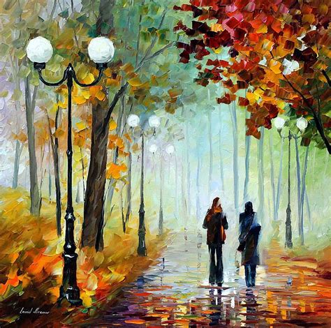 FOGGY DAY PALETTE KNIFE Oil Painting On Canvas By Leonid Afremov