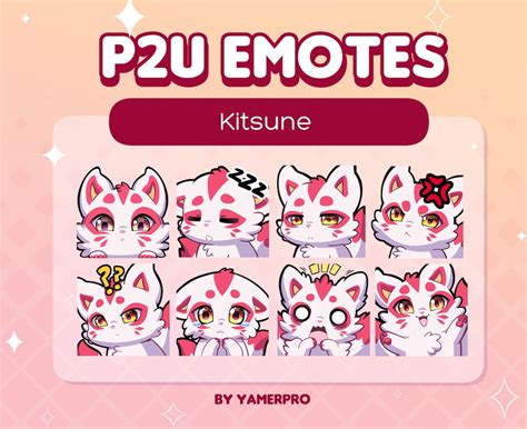 8 Cute Cuddly Chibi Kitsune Fox Emote Pack Japan Kawaii Stickers