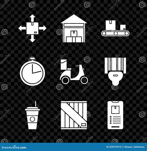 Set Cardboard Box With Traffic Symbol Warehouse Conveyor Belt