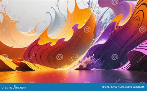 Abstract Colorful Waves From Orange To Purple On Light Background Stock