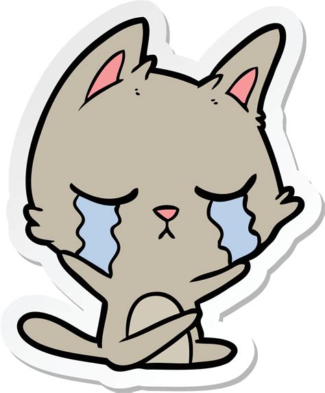 Sticker Of A Crying Cartoon Cat 9736005 Vector Art At Vecteezy