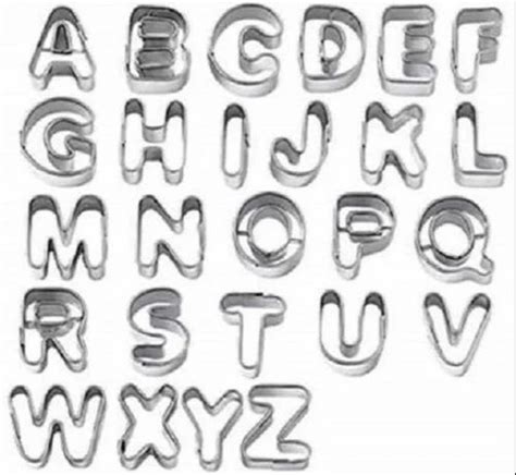 Alphabet Cookie Cutters A Z Set Of 26 Plain Edge Stainless Steel Non