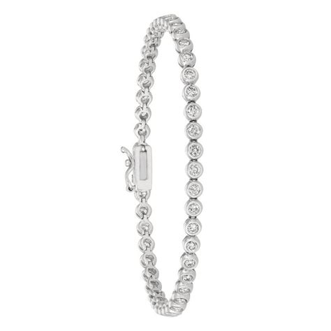 2 00 Carat Natural Diamond Bezel Bracelet G Si 14 Karat White Gold For