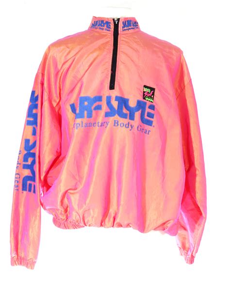 90s Surf Style Pink Iridescent Windbreaker Jacket 5 Star Vintage