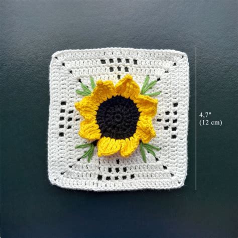 Granny Square Sunflower Pattern Crochet Sunflower Granny Etsy