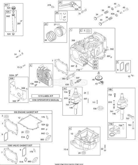 Briggs And Stratton 28m707 0136 01 Parts Diagram For Cylinder Head Oil Piston Sump