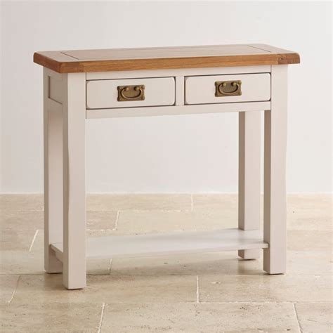 Kemble Painted 2 Drawer Console Table In Rustic Solid Oak