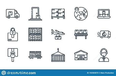 Iconos Logísticos Y De Línea De Entrega Conjunto Lineal Conjunto De