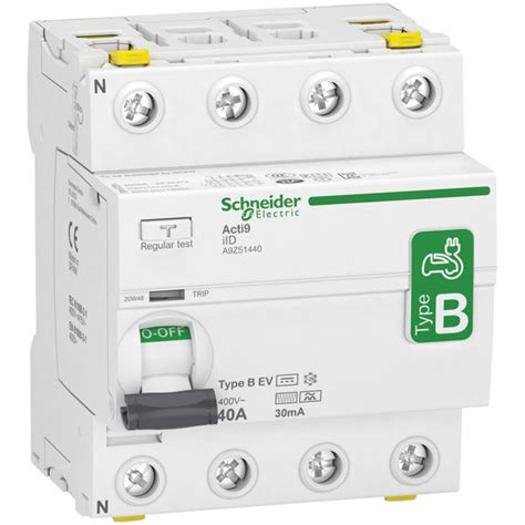 Schneider Electric EVZ51440 40A Three Phase 4 Pole 30mA Type B RCD ...