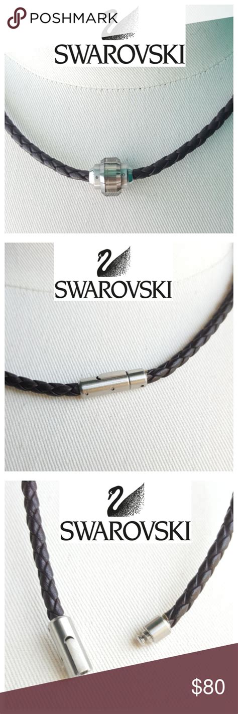 Swarovski Unisex Braided Leather Crystal Choker Crystal Choker