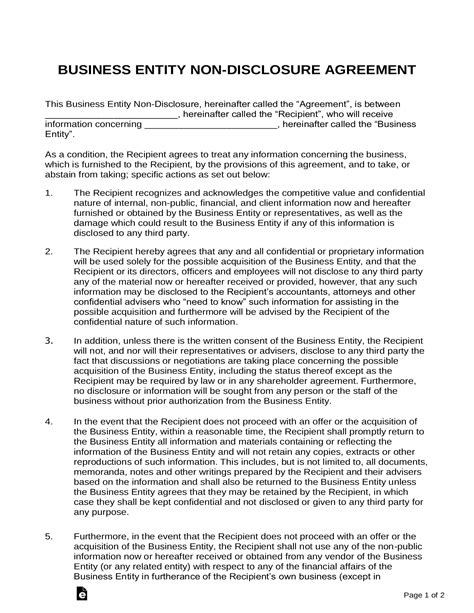 Free Non Disclosure Agreement Nda Templates 21 Pdf Word Eforms