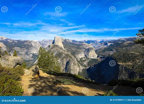 Panorama View Of The Half Dome And Yosemite Valley Sierra Nevada Usa