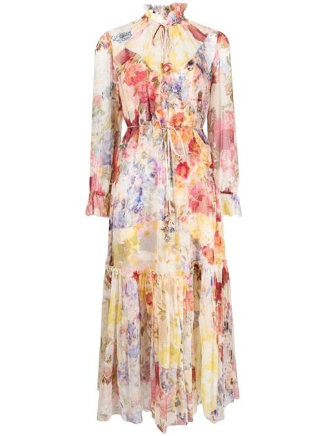 Zimmermann Wonderland Floral Print Silk Midi Dress Farfetch