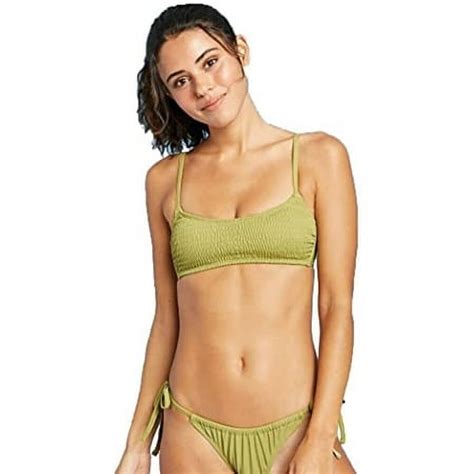 Xhilaration Women S Juniors Smocked Bralette Bikini Top Small