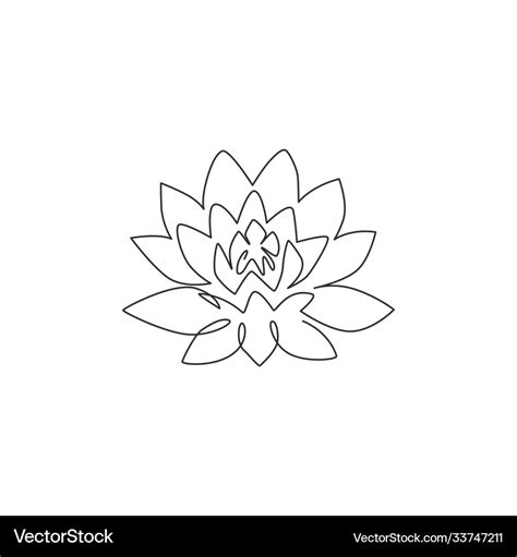 One Single Line Drawing Beauty Fresh Lotus Vector Image