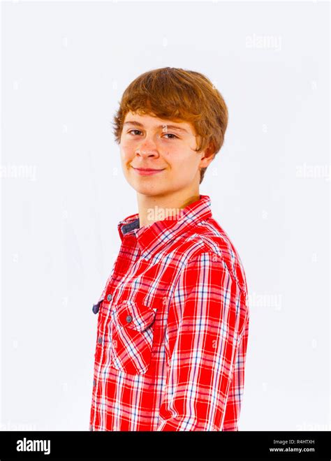 Attractive Smiling Boy In Studio Stock Photo Alamy