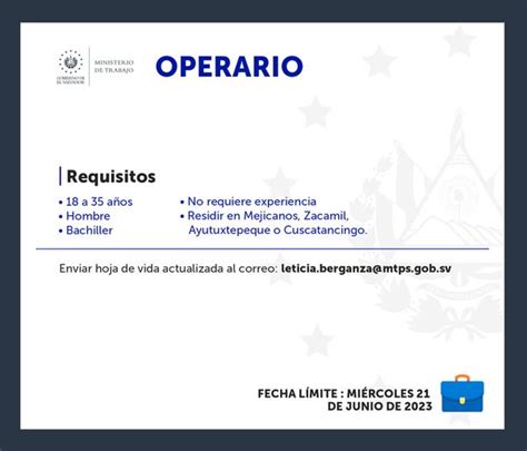 Ministerio De Trabajo On Twitter Convocatoria Laboral Si Cumples