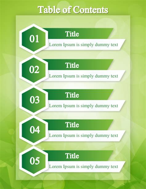 Green Table Of Contents Template Postermywall