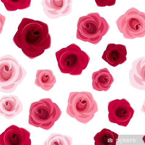 Sticker Seamless Avec Des Roses Rouges Et Roses Vector Illustration