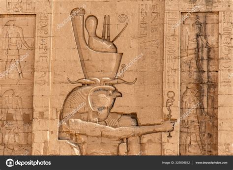 Ancient Egyptian Architecture Ruins Hieroglyphs And Columns Of The