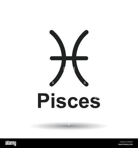 Pisces Zodiac Sign Flat Astrology Vector Illustration On White