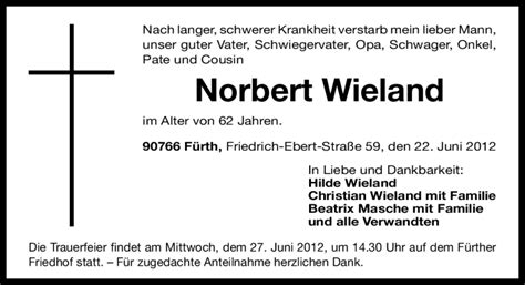 Traueranzeigen Von Norbert Wieland Trauer Nn De