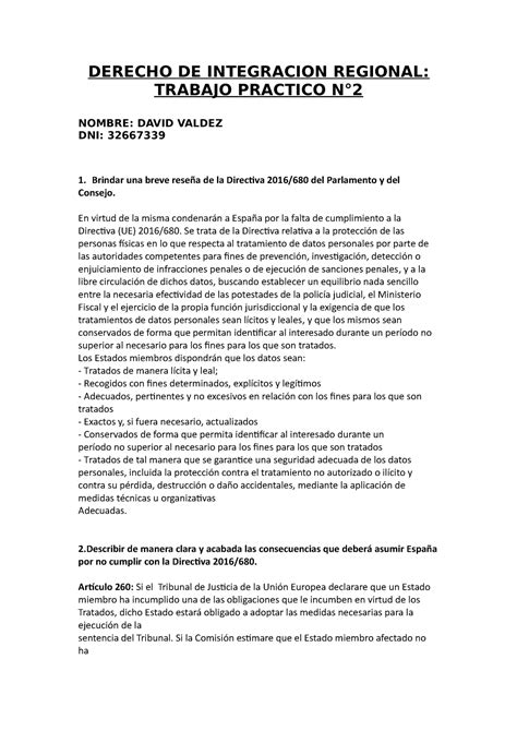 Tp Dcho Integracion Regional Derecho De Integracion Regional