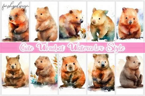 Cute Wombat Watercolor Style Graphic By Fonshopdesign · Creative Fabrica